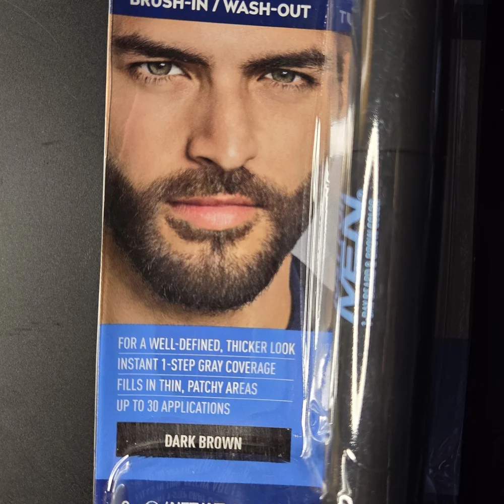 Beard & Brow Color Dark Brown 💪 1-Day Wash Out Gray Coverage NWT
